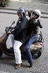 Amsterdam 5 oktober 2005
Henk Schiffmacher met Louise op Vespa scooter in Amsterdam