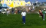 Greg Norman tijdens de Dutch open 1992 in Noordwijk
Golfen