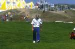 Greg Norman tijdens de Dutch open 1992 in Noordwijk
Golfen
