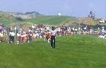 Greg Norman tijdens de Dutch open 1992 in Noordwijk
Golfen