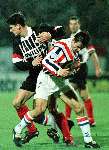 Eindhoven, 7 december 1997
PSV-Willem II
Wim Jonk in duel met Galasek