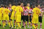 Eindhoven, 12 September 2006 Eerste wedstrijd ChampionsLeague Seizoen 2006/2007 eindstand 0-0
Carlos Salcido Alex PSV, Edison Mendez, Jan Kromkamp en Jason Culina