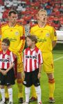 Eindhoven, 12 September 2006 PSV-FC Liverpool. 1e wedstrijd in de Champions League Seizoen 2006/2007 eindstand 0-0
Dirk Kuyt in zijn eerste CL wedstrijd voor FC Liverpool met links van hem Jamie Carragher