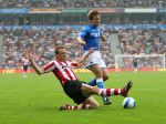 Eindhoven, 17 September 2006
Kompetitiewedstrijd PSV-Feyenoord, eindstand 2-1
Jan Kromkamp in duel met Joonas Kolkka