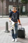 Eindhoven, 4 September 2006
Philips Stadion, bijeenkomst eerste training Nederlands elftal voor de wedstrijd tegen Wit Rusland.
Robin v Persie bij aankomst met zijn partner