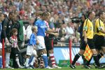 Eindhoven, 17 September 2006
Kompetitiewedstrijd PSV-Feyenoord, eindstand 2-1
Feyenoord-aanvoerder Theo Lucius samen met zijn oud ploeggenoot Timmy Simons