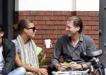 Amsterdam 5 augustus 2011
Michiel Mol met een kennis op terras.
Peter Smulders bv