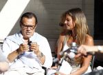 Amsterdam 20 augustus 2013
Mariska Hulscher met haar nieuwe vriend Toon Boorsma op terras.
