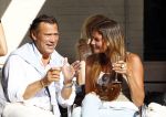 Amsterdam 20 augustus 2013
Mariska Hulscher met haar nieuwe vriend Toon Boorsma op terras.