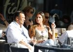 Amsterdam 20 augustus 2013
Mariska Hulscher met haar nieuwe vriend Toon Boorsma op terras.