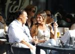 Amsterdam 20 augustus 2013
Mariska Hulscher met haar nieuwe vriend Toon Boorsma op terras.