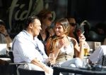 Amsterdam 20 augustus 2013
Mariska Hulscher met haar nieuwe vriend Toon Boorsma op terras.