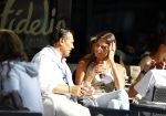 Amsterdam 20 augustus 2013
Mariska Hulscher met haar nieuwe vriend Toon Boorsma op terras.