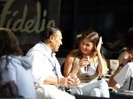 Amsterdam 20 augustus 2013
Mariska Hulscher met haar nieuwe vriend Toon Boorsma op terras.