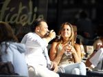 Amsterdam 20 augustus 2013
Mariska Hulscher met haar nieuwe vriend Toon Boorsma op terras.