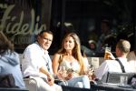 Amsterdam 20 augustus 2013
Mariska Hulscher met haar nieuwe vriend Toon Boorsma op terras.