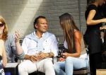 Amsterdam 20 augustus 2013
Mariska Hulscher met haar nieuwe vriend Toon Boorsma op terras.