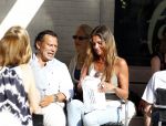 Amsterdam 20 augustus 2013
Mariska Hulscher met haar nieuwe vriend Toon Boorsma op terras.