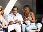 Amsterdam 20 augustus 2013
Mariska Hulscher met haar nieuwe vriend Toon Boorsma op terras.