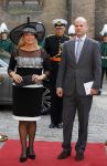 Den Haag 16 september 2014
Prinsjesdag met oa Koning Willem Alexander Koningin Maxima prinses Laurentien en prins Constantijn. Gouden Koets op het binnenhof. Jeanine Hennis-Plasschaert  met man