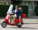 Amsterdam 26 augustus 2015 
Martijn Krabbe met dochter Jasmijn op zijn vespa scooter