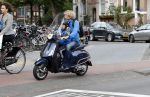 Amsterdam 2 september 2016 
Hans Jorritsma met zijn zoon op een vespa scooter