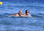 ibiza 19 augustus 2016
Herman den Blijker en zijn vrouw Jacqueline met zoon Matz op vakantie op ibiza.