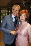 Amsterdam 4 september 2016
Modeshow Paul Schulten in Hotel Okura. Marijke Helwegen met man (middelvinger)