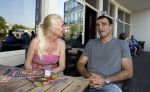 Amsterdam 25 augustus 2016
Peter Aerts met zijn vrouw Esther bij the harbour club cafe tijdens interview met Annette de Vries via Hollywood Productions