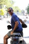 Amsterdam 25 augustus 2016  
Ruud Gullit op zijn scooter
