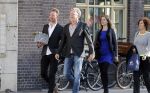 Leiden 2 juli 2017 
Jochem Myjer en zijn vriendin Marloes Novan vieren de 40e verjaardag van Jochem met familie en vrienden. Bert Visscher met vrouw
