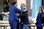 Leiden 2 juli 2017 
Jochem Myjer en zijn vriendin Marloes Novan vieren de 40e verjaardag van Jochem met familie en vrienden. Bert Visscher met vrouw