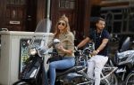 Amsterdam 3 september 2017 
Estelle Cruijff op haar vespa scooter