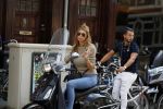 Amsterdam 3 september 2017 
Estelle Cruijff op haar vespa scooter