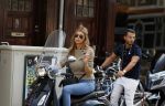 Amsterdam 3 september 2017 
Estelle Cruijff op haar vespa scooter