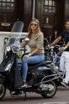 Amsterdam 3 september 2017 
Estelle Cruijff op haar vespa scooter