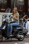 Amsterdam 3 september 2017 
Estelle Cruijff op haar vespa scooter
