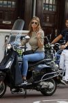 Amsterdam 3 september 2017 
Estelle Cruijff op haar vespa scooter