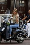 Amsterdam 3 september 2017 
Estelle Cruijff op haar vespa scooter