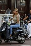 Amsterdam 3 september 2017 
Estelle Cruijff op haar vespa scooter