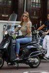 Amsterdam 3 september 2017 
Estelle Cruijff op haar vespa scooter