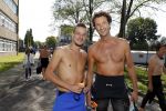 Amsterdam 3 september 2017  
ALS Cityswim in de amsterdamse grachten. Jan Joost v Gangelen met Niek v d Bruggen