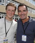 Amsterdam 3 september 2017  
ALS Cityswim in de amsterdamse grachten. Jeroen v d Boom met zoon