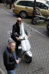 Amsterdam 20 september 2017 
Opening expositie 25 jaar Mart Visser. Maik de Boer op vespa scooter