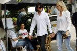 Amsterdam 15 juli 2017 
Myrthe Mylius met haar vriend Sebastian Schneberger op terras in in hun mini cabrio