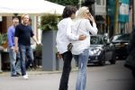 Amsterdam 15 juli 2017 
Myrthe Mylius met haar vriend Sebastian Schneberger op terras in in hun mini cabrio