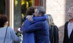Leiden 2 juli 2017 
Jochem Myjer en zijn vriendin Marloes Novan vieren de 40e verjaardag van Jochem met familie en vrienden. Peter Heerschop met vrouw