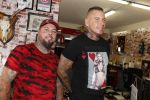 Eindhoven 28 augustus 2018
Rolf Tangel laat bij Dannyâ€™s tattooshop in Eindhoven zijn Barbie Samantha tatoos weghalen.