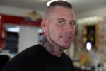 Eindhoven 28 augustus 2018
Rolf Tangel laat bij Dannyâ€™s tattooshop in Eindhoven zijn Barbie Samantha tatoos weghalen.