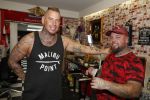 Eindhoven 28 augustus 2018
Rolf Tangel laat bij Dannyâ€™s tattooshop in Eindhoven zijn Barbie Samantha tatoos weghalen.